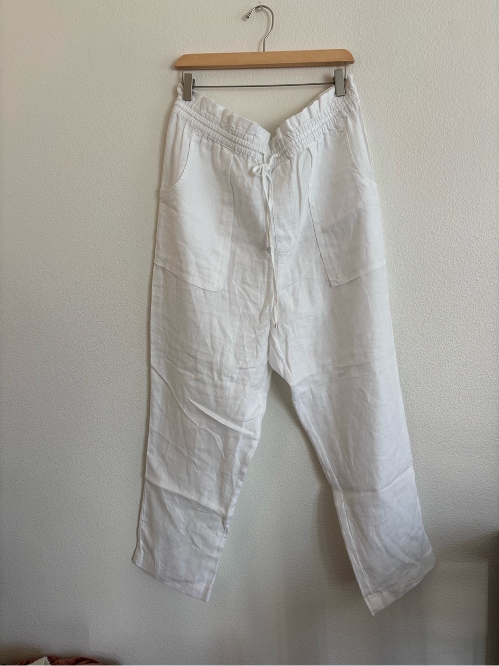 LAUREN RALPH LAUREN 100% linen White Straight Leg Ancle Pants size size 16
